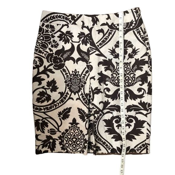 Linen Loft Ann Taylor BROWN CREAM FLORAL LINEN-BLEND STRAIGHT SKIRT SIZE 8 - Picture 9 of 11